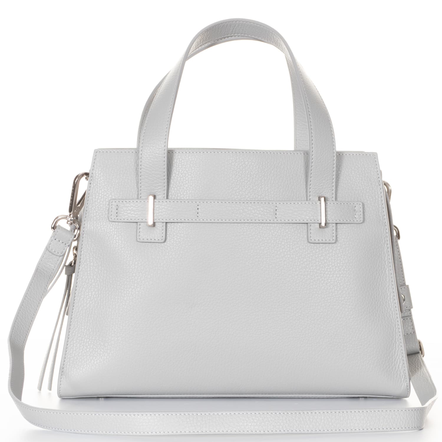 Leder-Handtasche Hellgrau