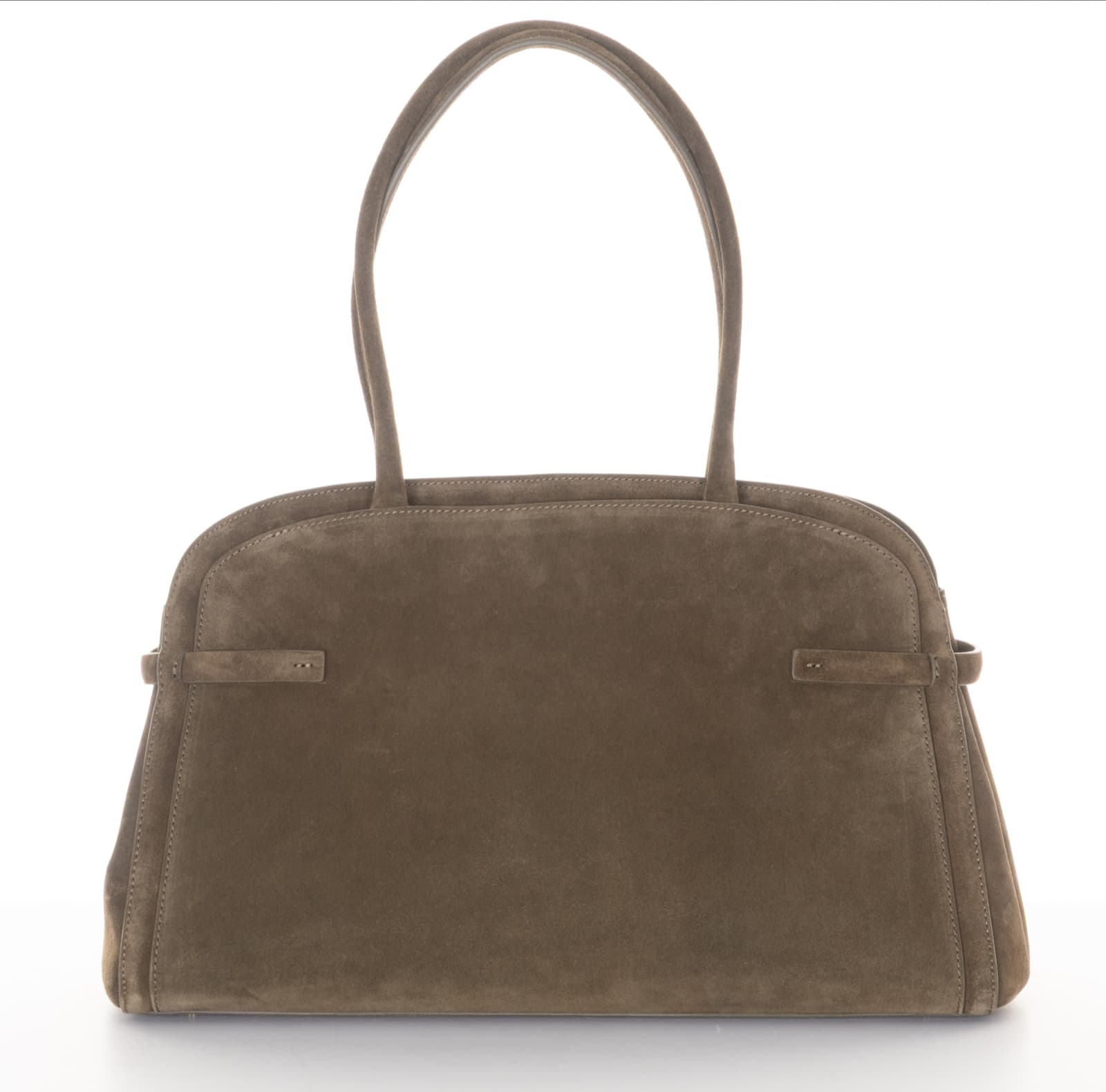 Handtasche aus Veloursleder Dunkel Olive/Kaki