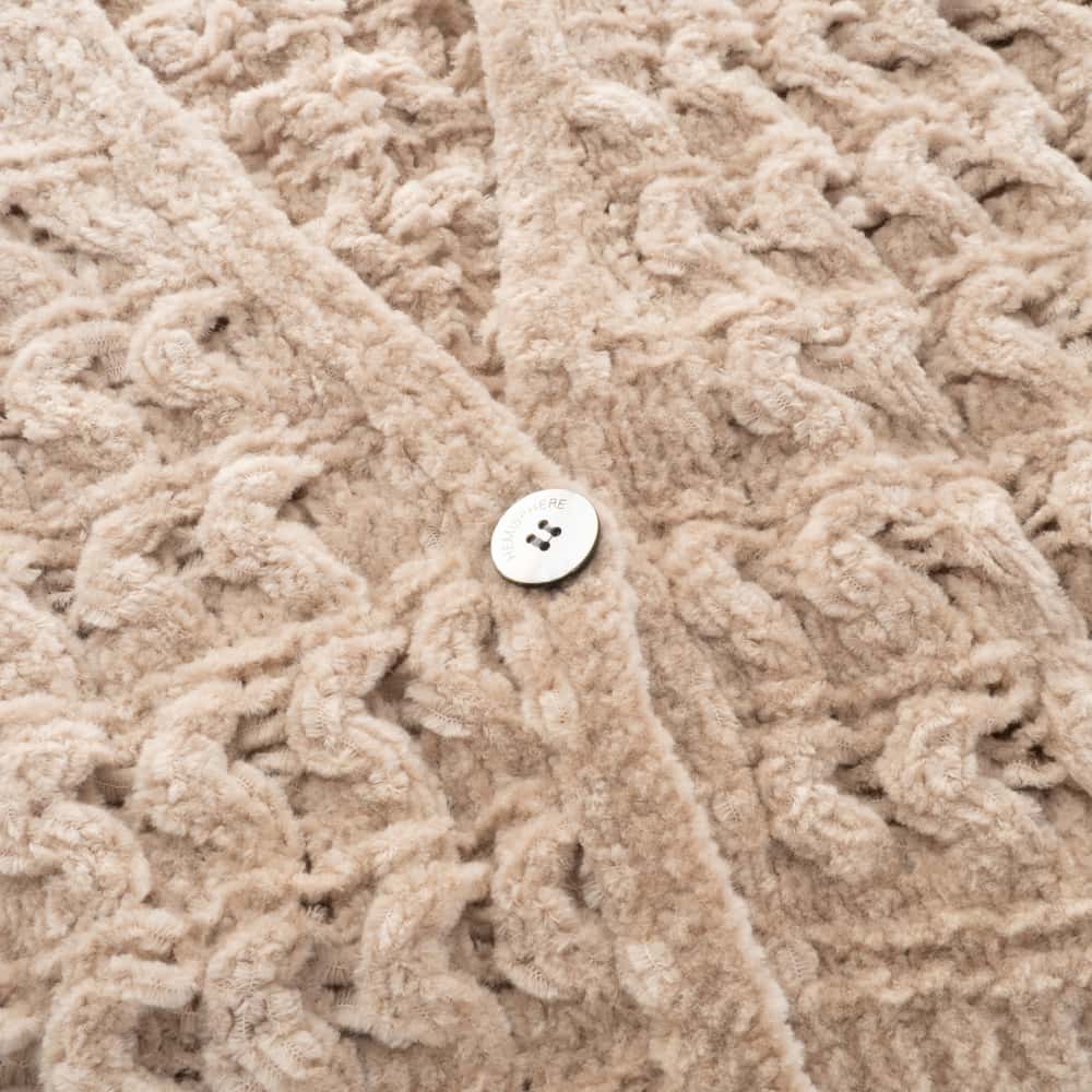 Ajour-Stirckjacke Beige Halbarm