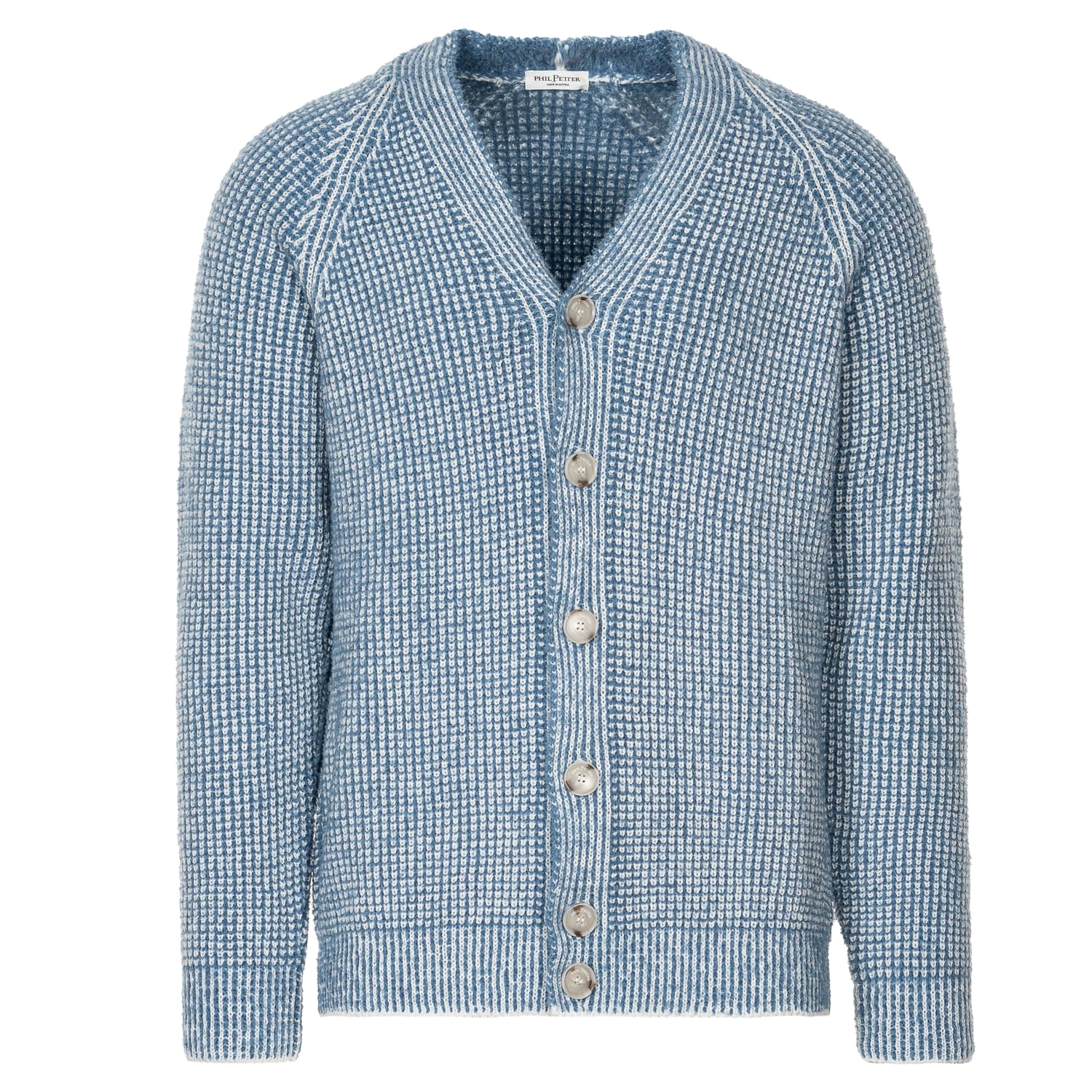 Strickjacke Flauschperlfang Hellblau