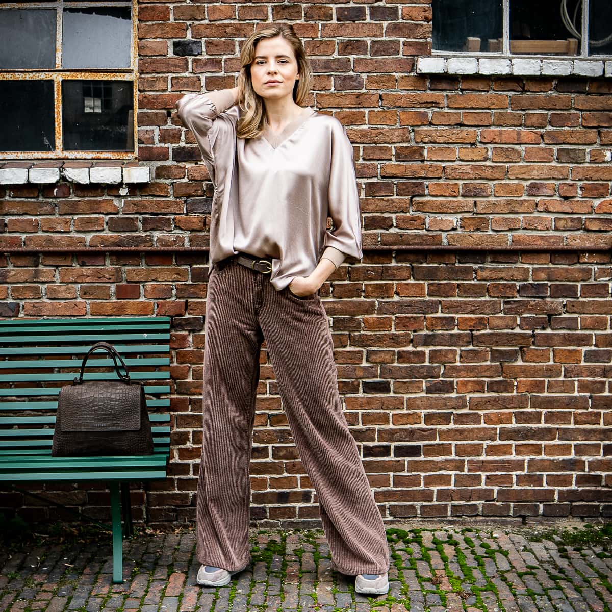 Seidenbluse Taupe 3421