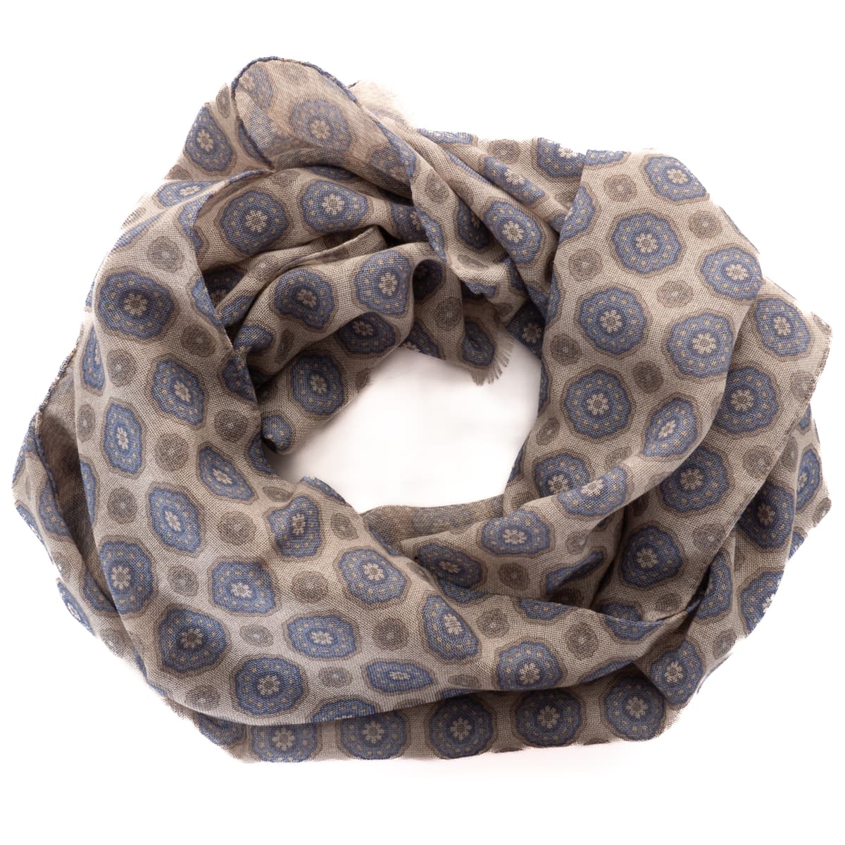 Schal aus Wolle Beige-Blau