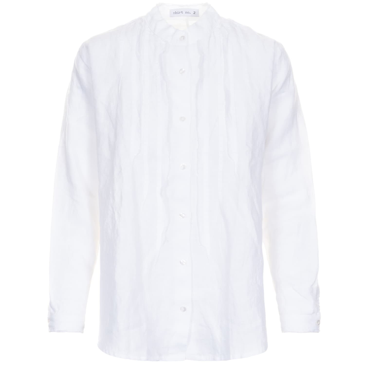 Leinenbluse mit Stehkragen
