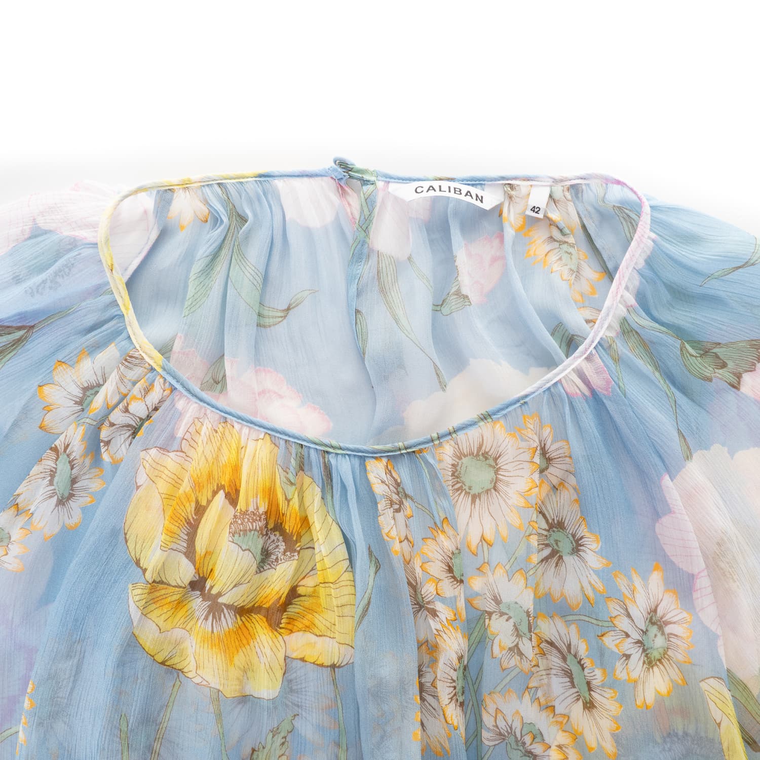 Florale Viskosebluse Hellblau