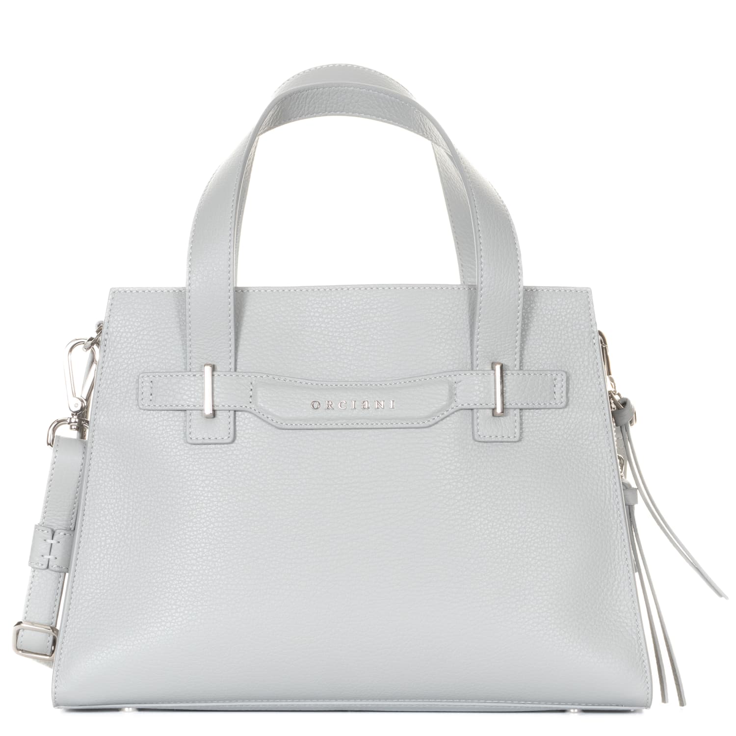 Leder-Handtasche Hellgrau