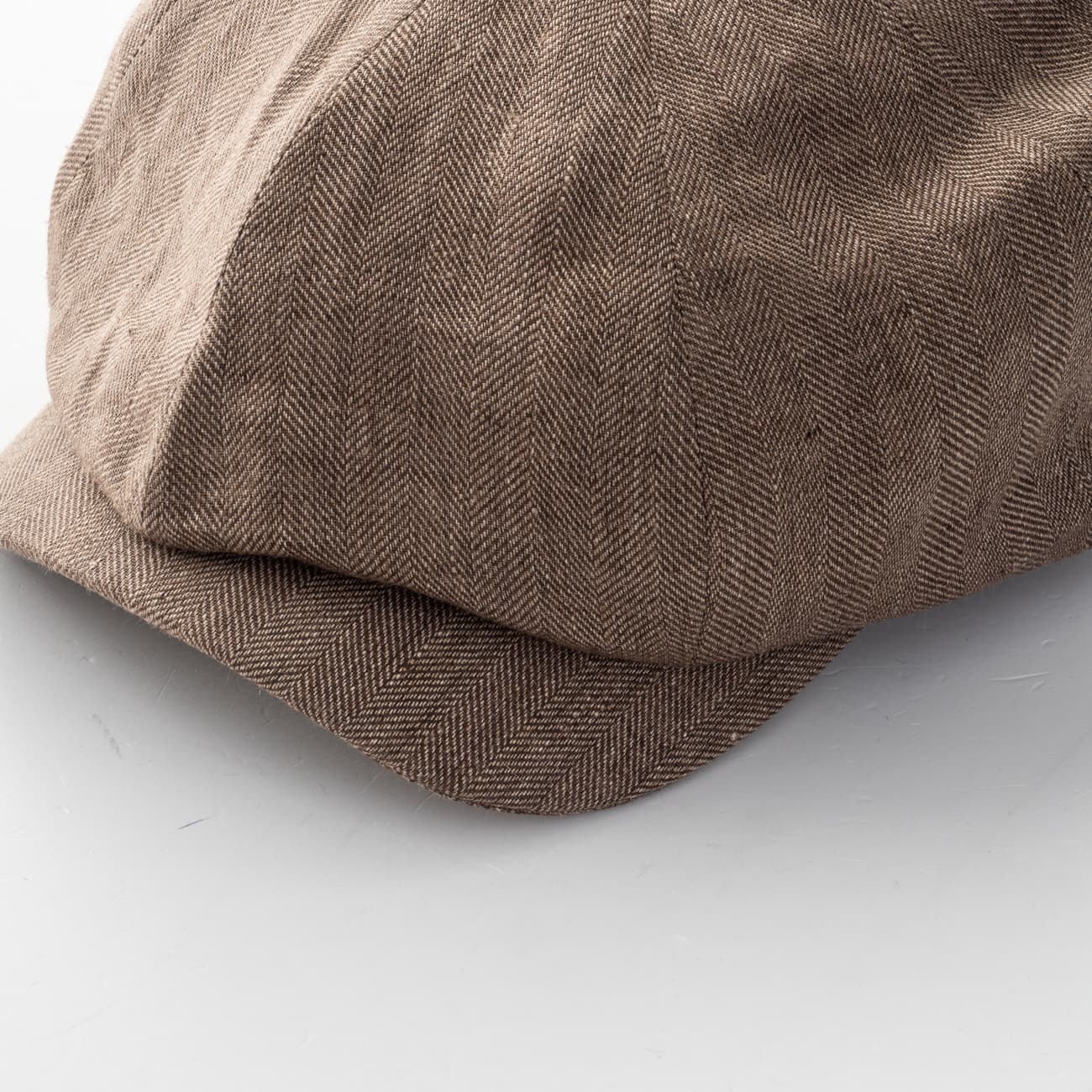 Newsboy Classic Cap Fischgrät Leinen Braun