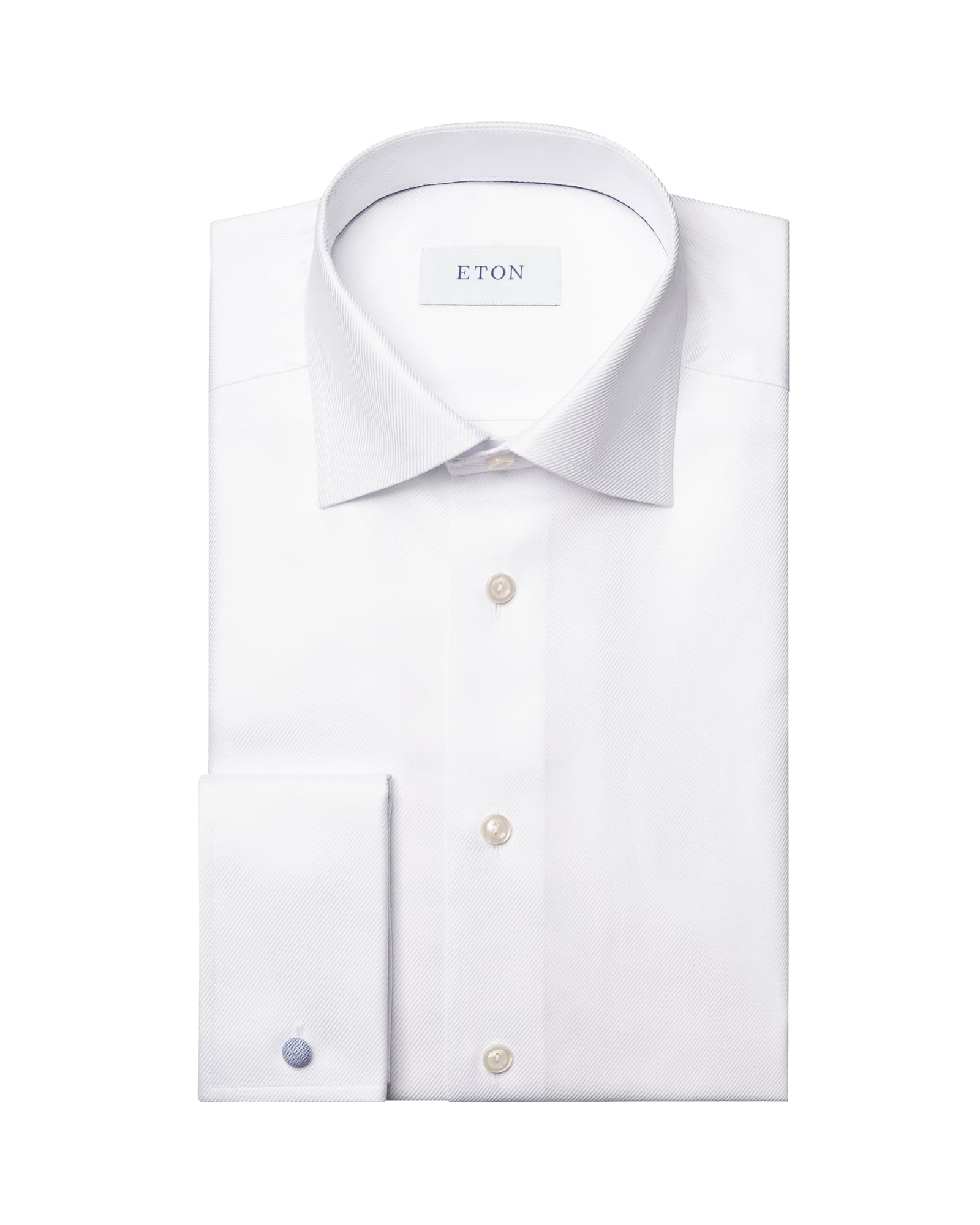 Weißes Hemd aus Struktur-Twill mit Umschlagmanschetten