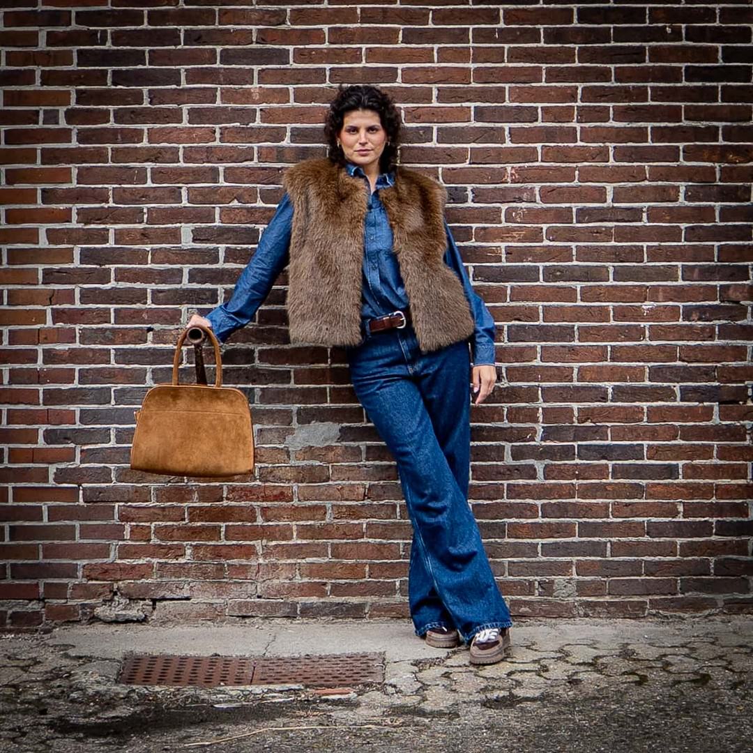 Faux Fur Weste Mokka
