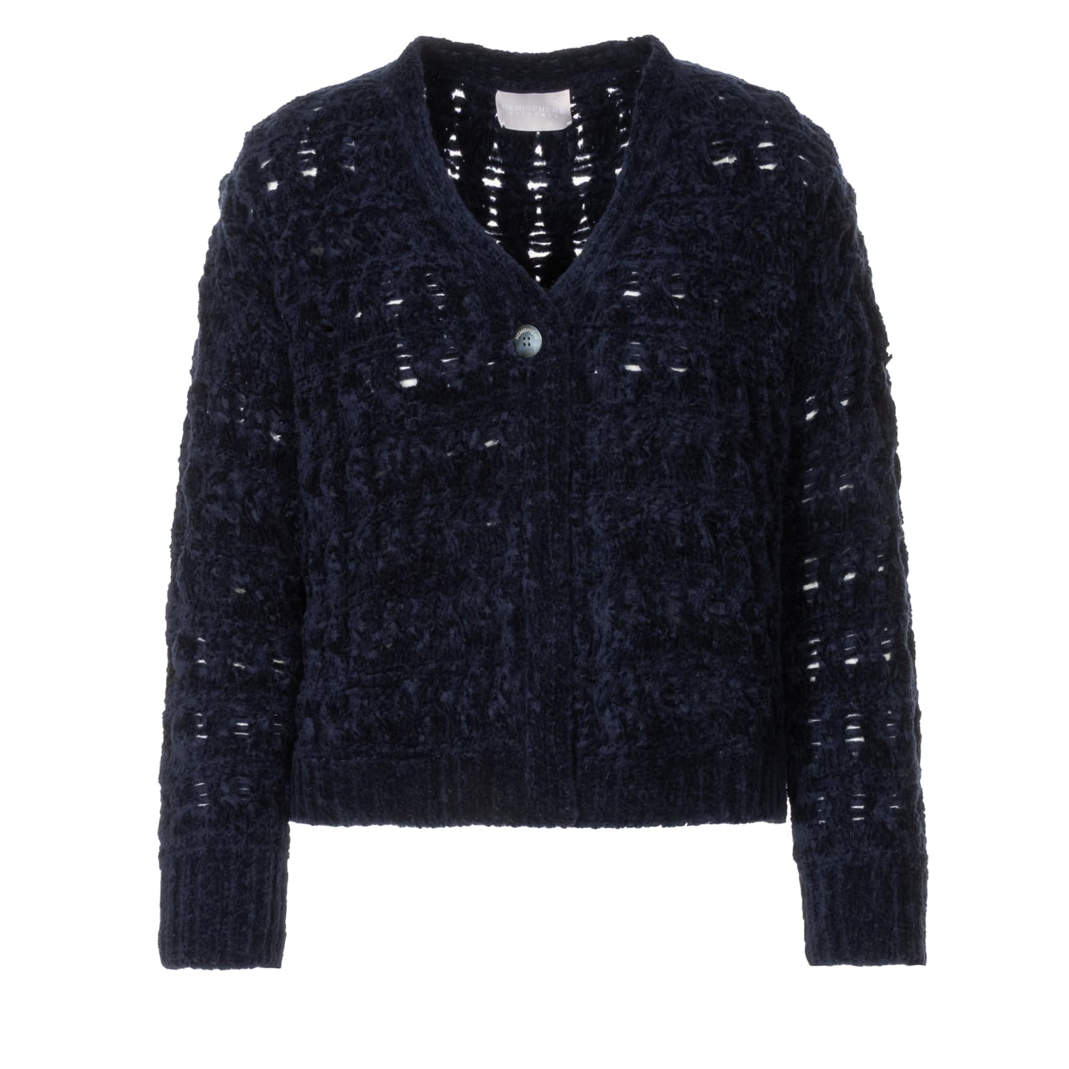 Ajour-Strickjacke Marine