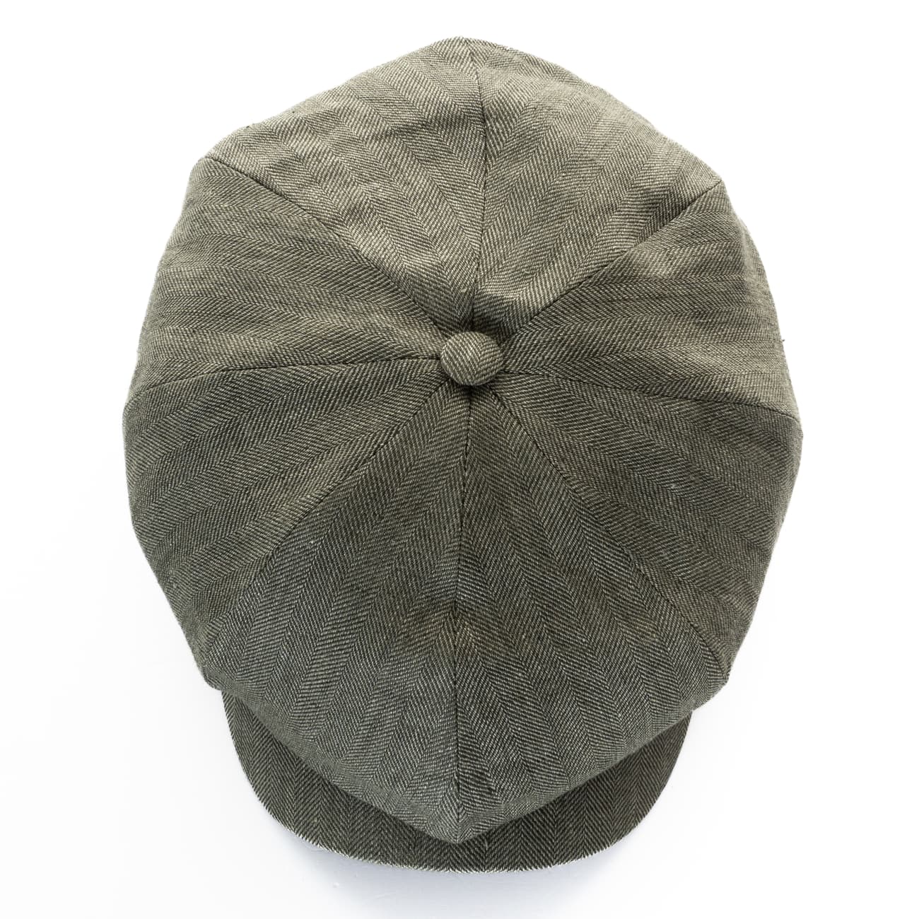 Newsboy Classic Cap Fischgrät Leinen Oliv