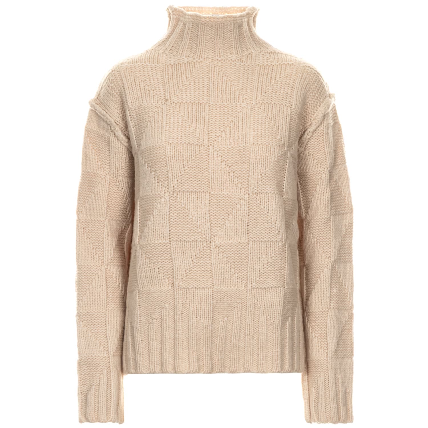 Strickpullover mit Stehkragen aus Schurwolle