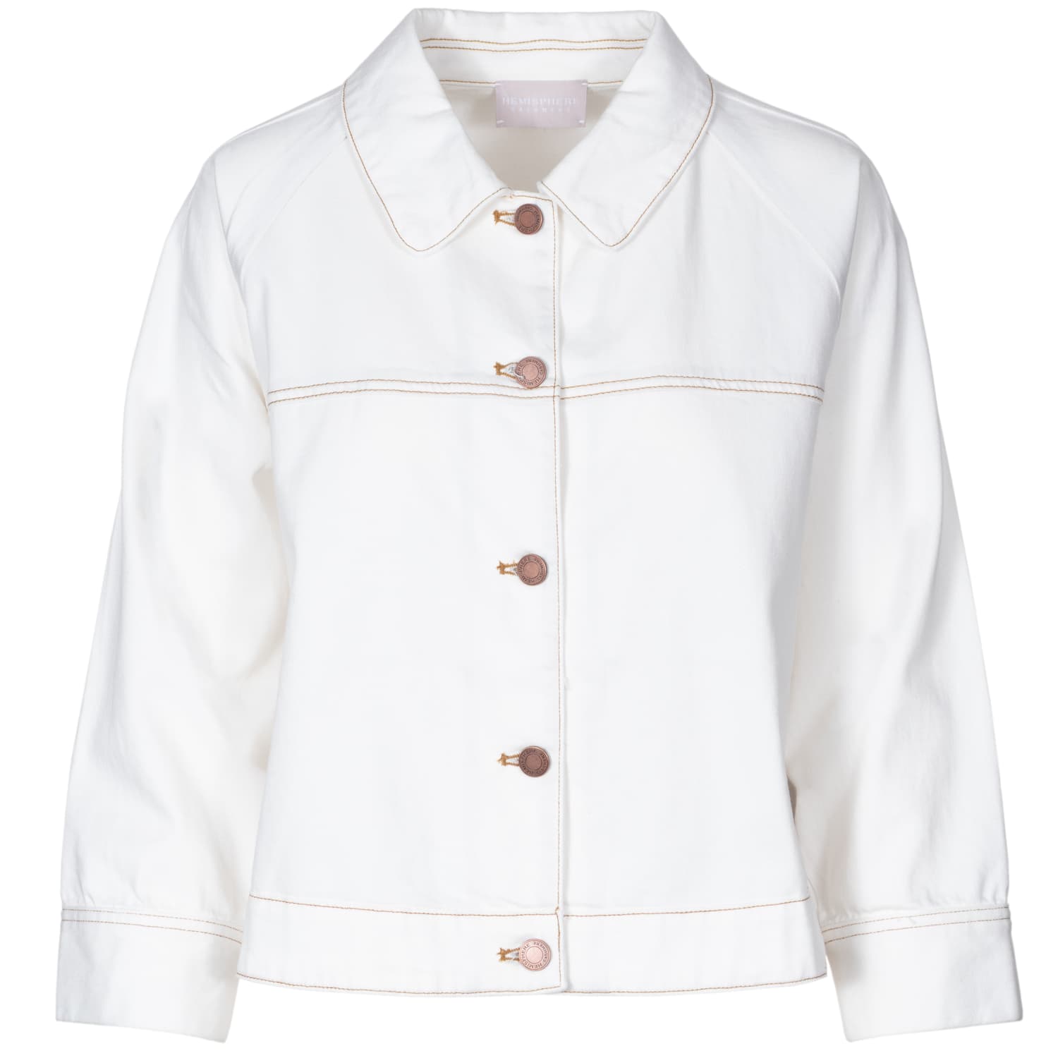 Weiße Twill-Jacke mit Kontrastnähten