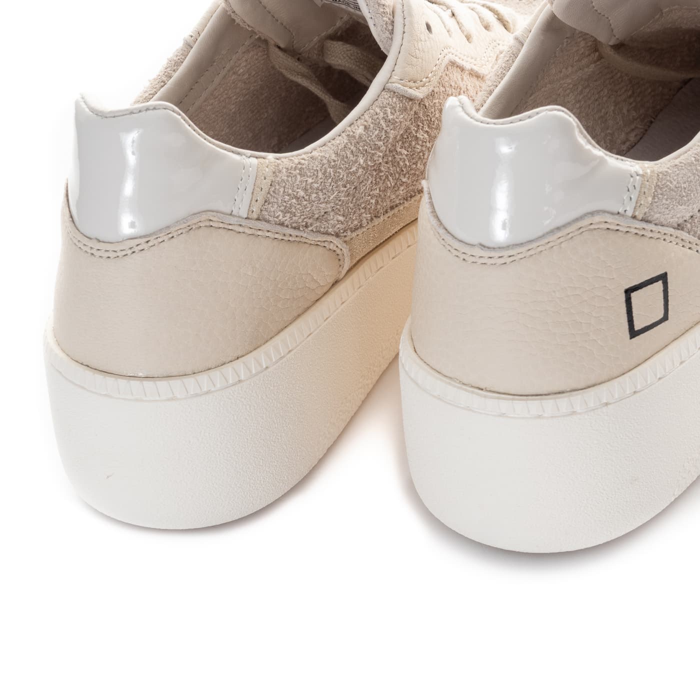 Court Platform Sneaker Beige mit Glitzerdetail