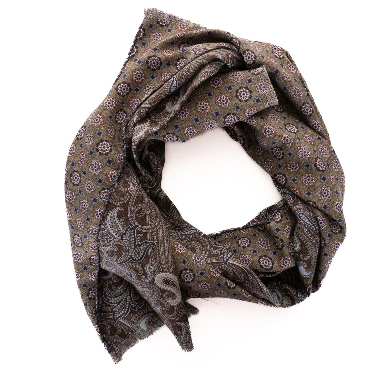 Paisley Schal aus Seide Braun