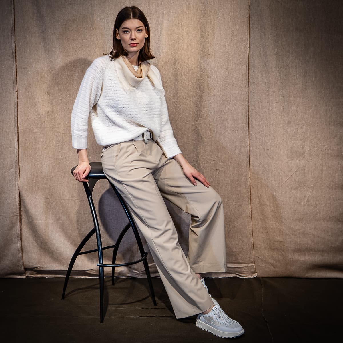 Hose Blenda aus Wolle Beige