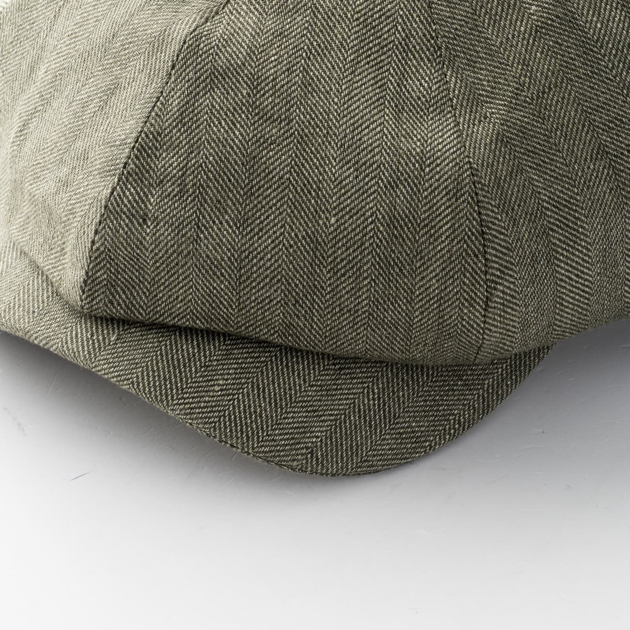 Newsboy Classic Cap Fischgrät Leinen Oliv