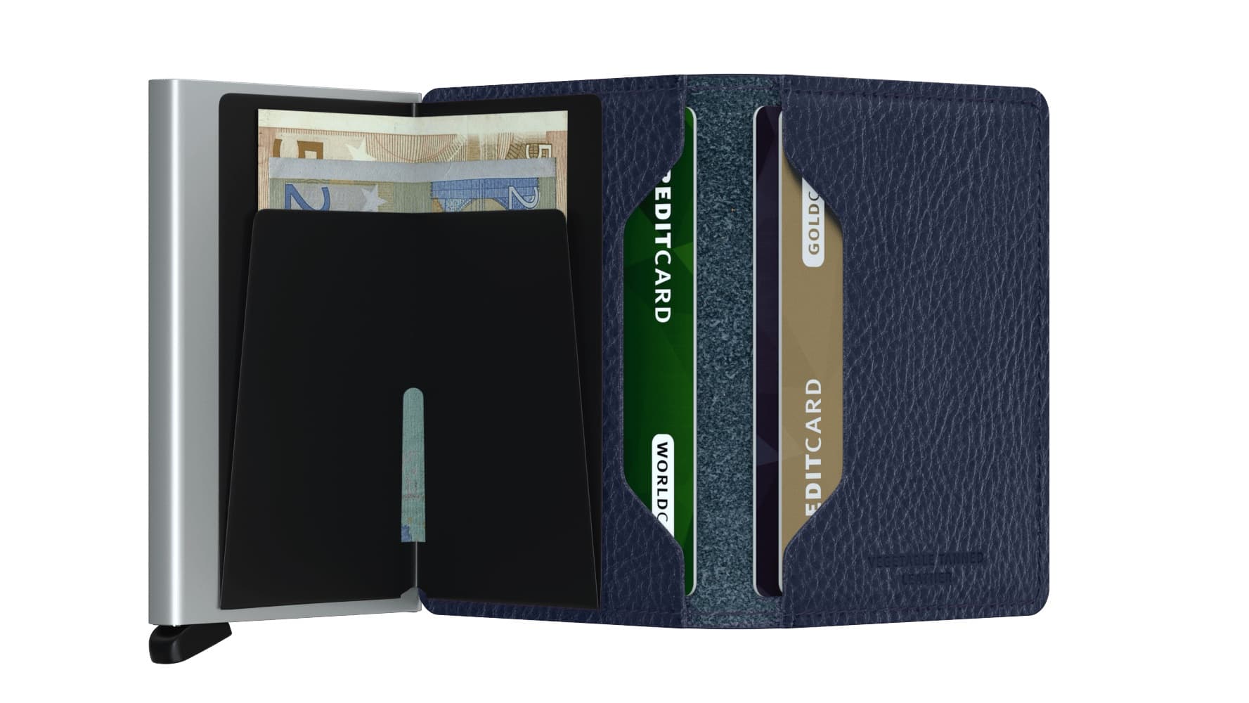 Secrid_Slimwallet_Veg_Navy-Silver_Open secrid_slimwallet_veg_navy-silver_open