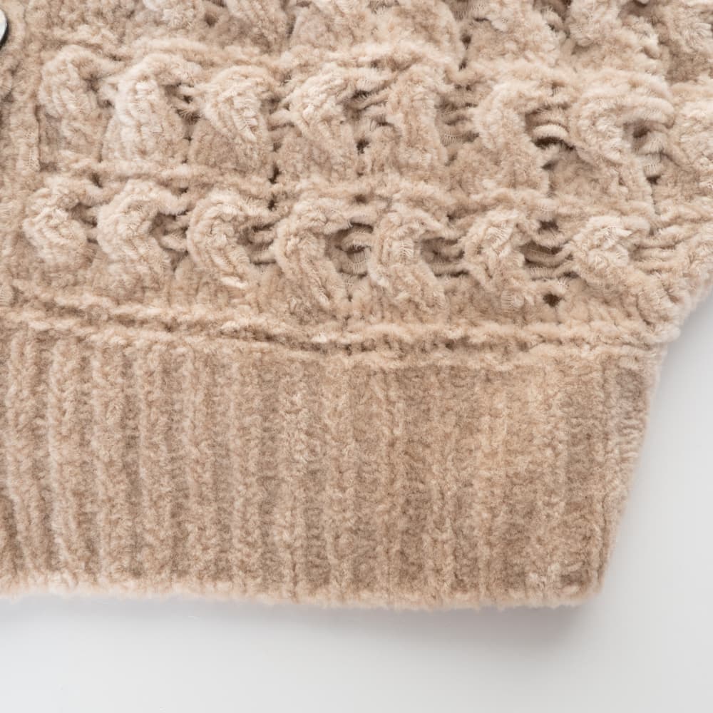 Ajour-Stirckjacke Beige Halbarm