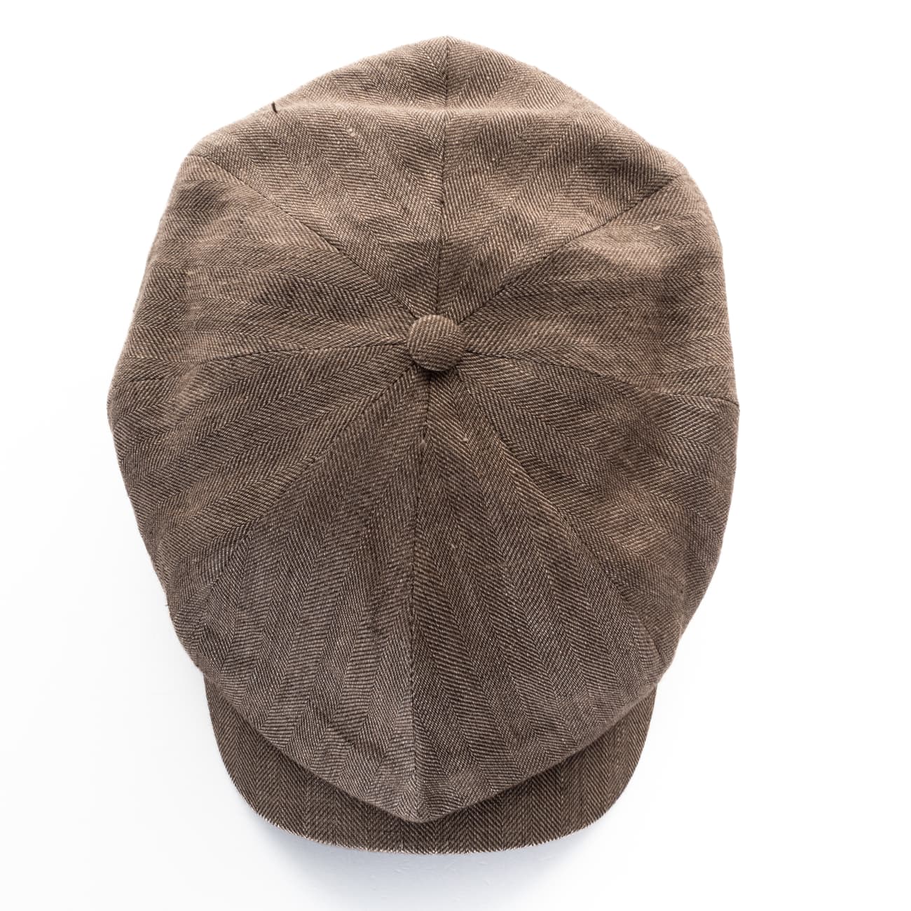 Newsboy Classic Cap Fischgrät Leinen Braun