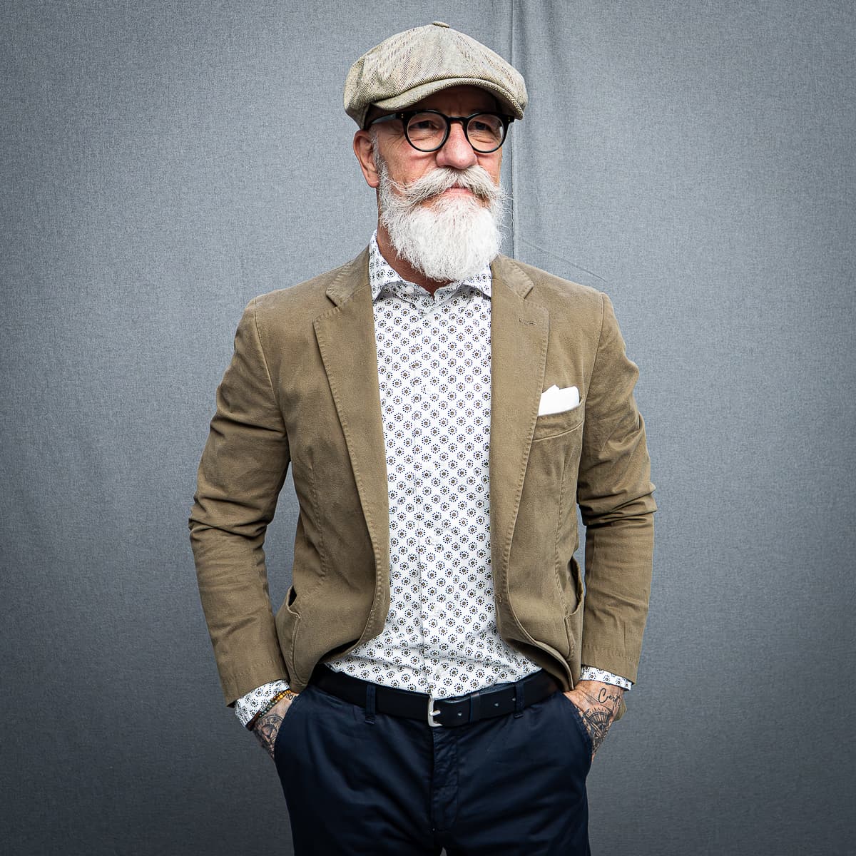 Newsboy Retro Cap Fischgrät Oliv