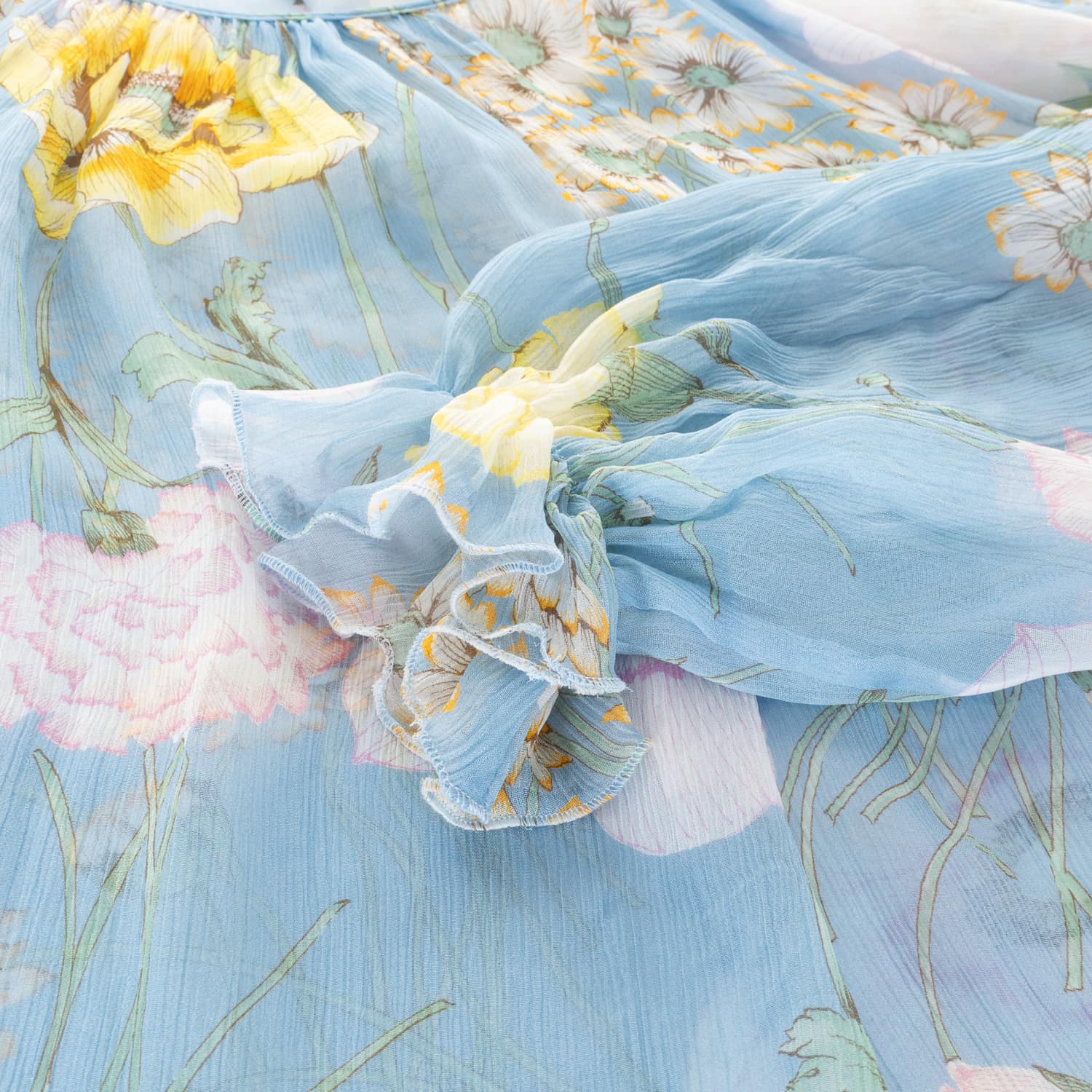 Florale Viskosebluse Hellblau