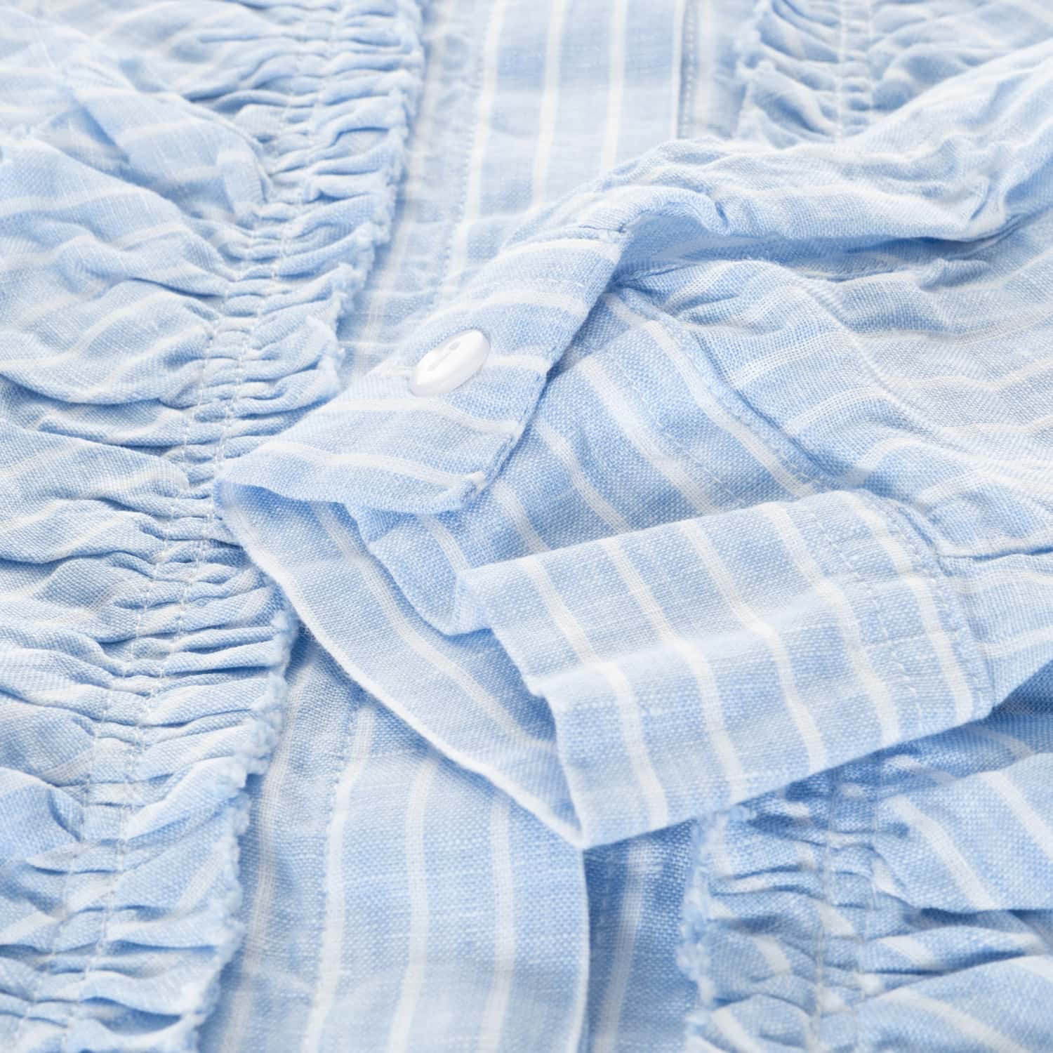 Leinen Bluse Hellblau Gestreift