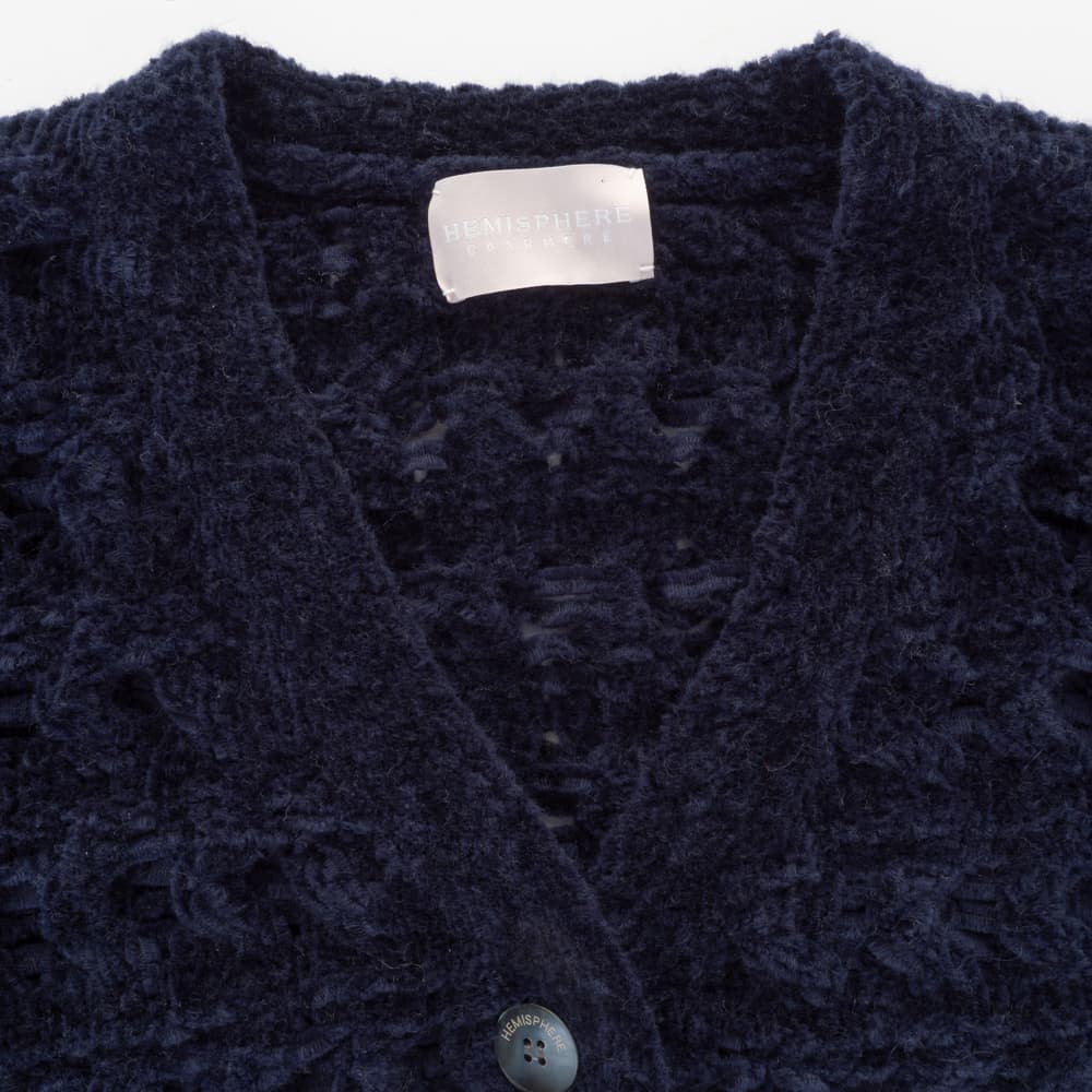 Ajour-Strickjacke Marine