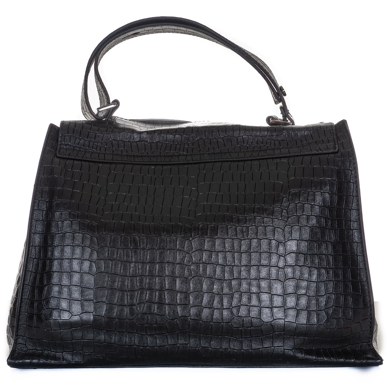 Lederhandtasche Schwarz mit Krokodildesign
