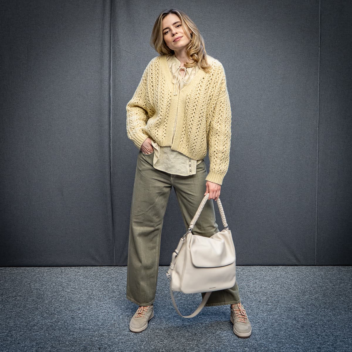Ledertasche Diana Beige
