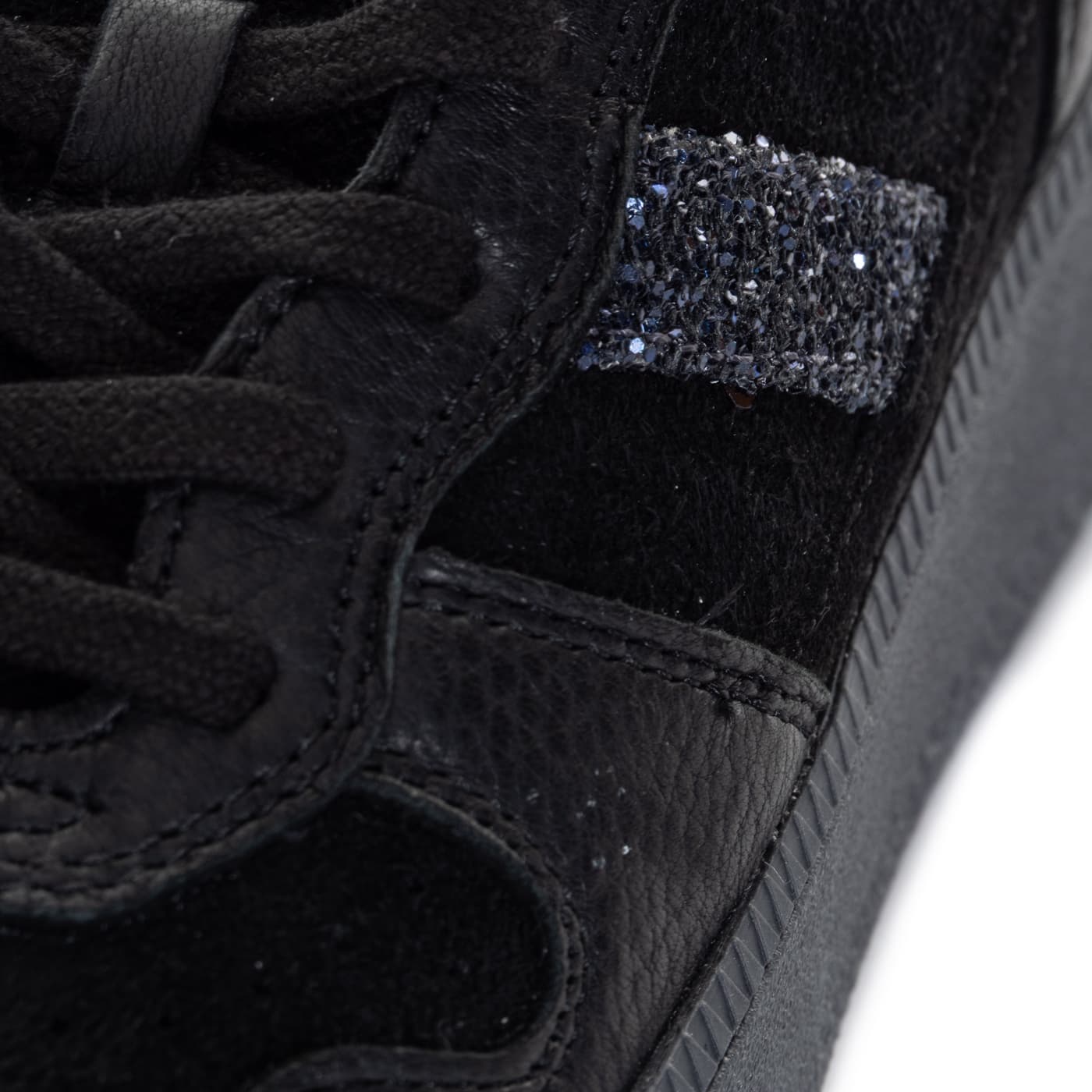 Court Platform Sneaker Schwarz mit Glitzerdetail