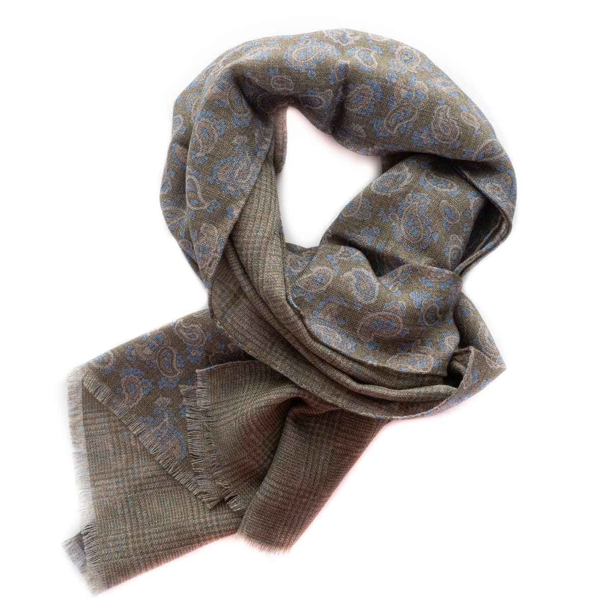 Wollschal Paisley Kaki