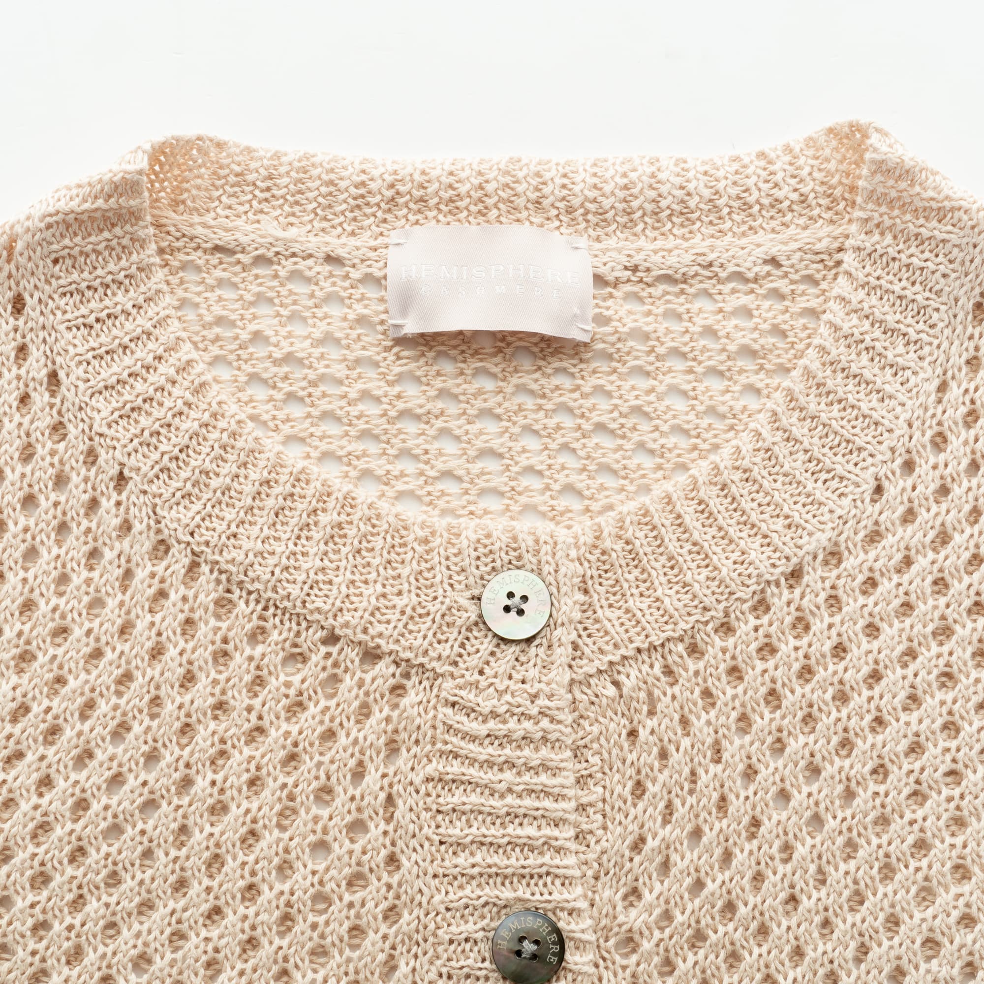 Strickjacke Lochmuster Beige