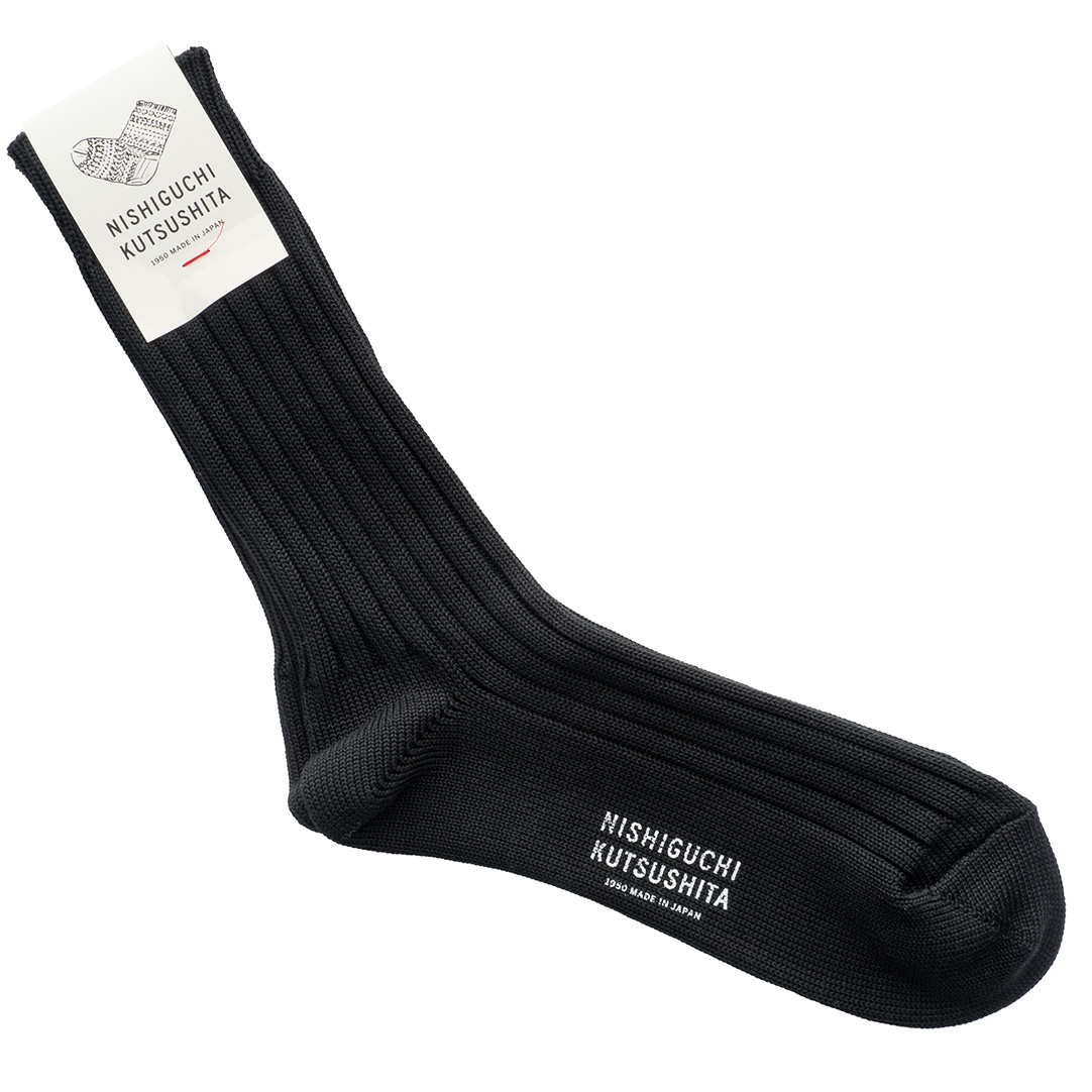 nishiguchi-kutsushita-nk0106-egyptain-cotton-ribbed-socks-black