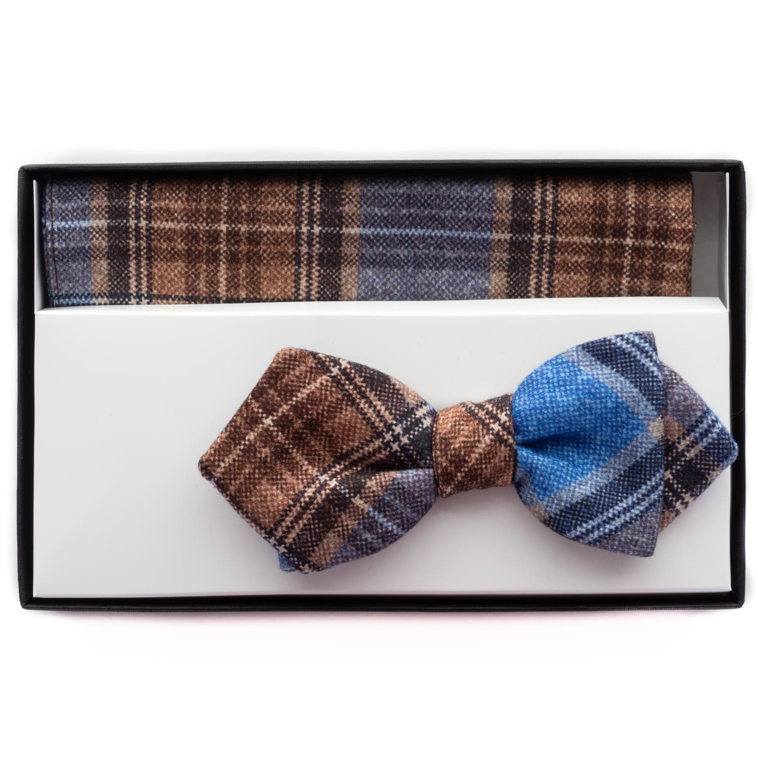 Schleife & Einstecktuch Braun-Blau Kariert Schleife & Einstecktuch Braun-Blau Kariert
