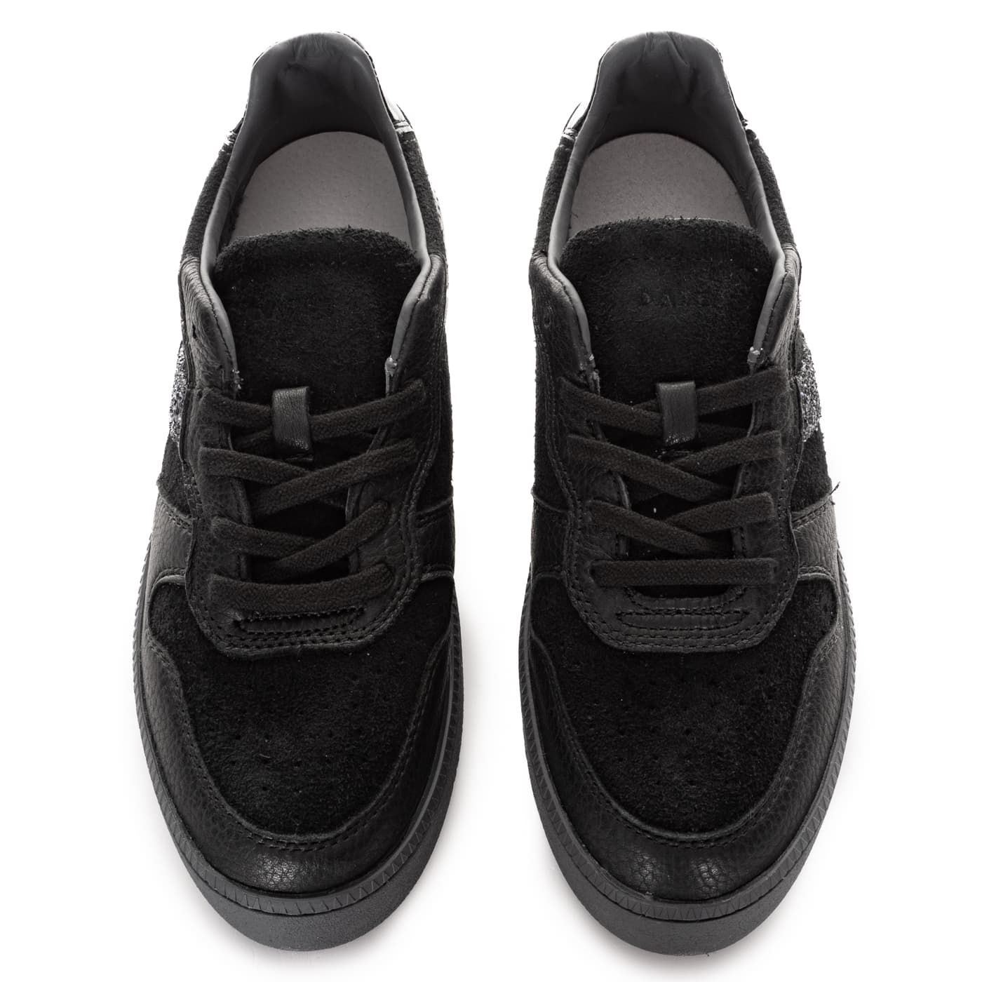 Court Platform Sneaker Schwarz mit Glitzerdetail