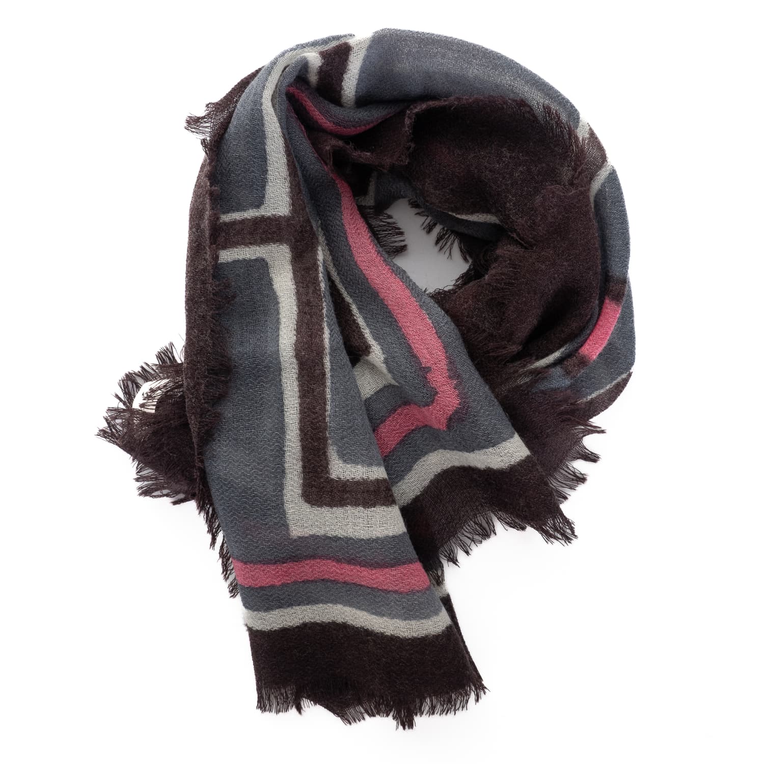 Schal Grau/Pink aus Wolle