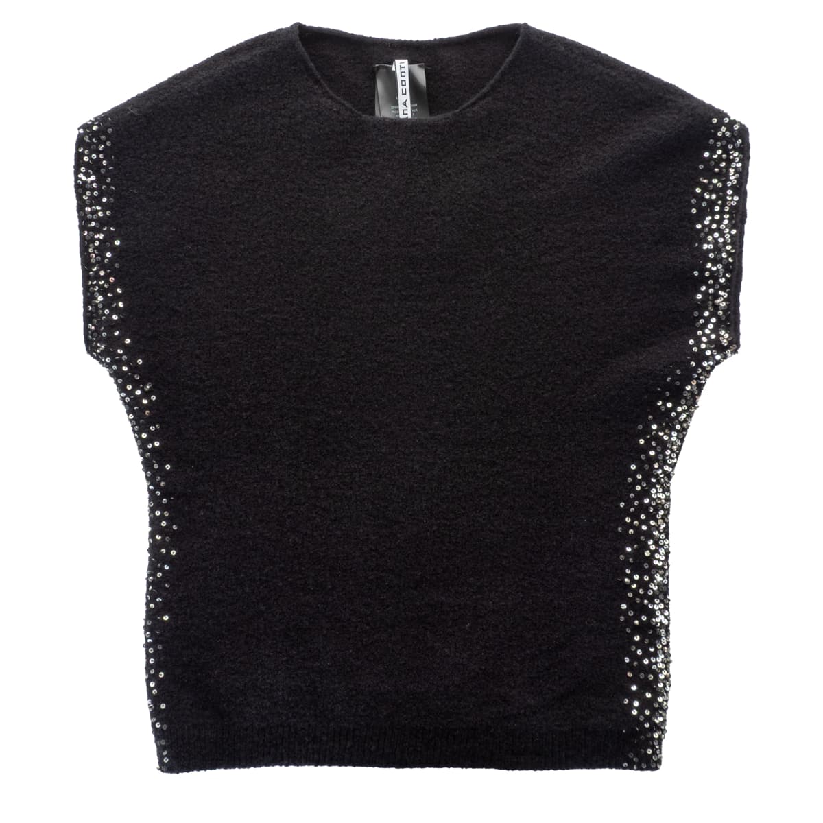 Stricktop mit Pailletten Schwarz