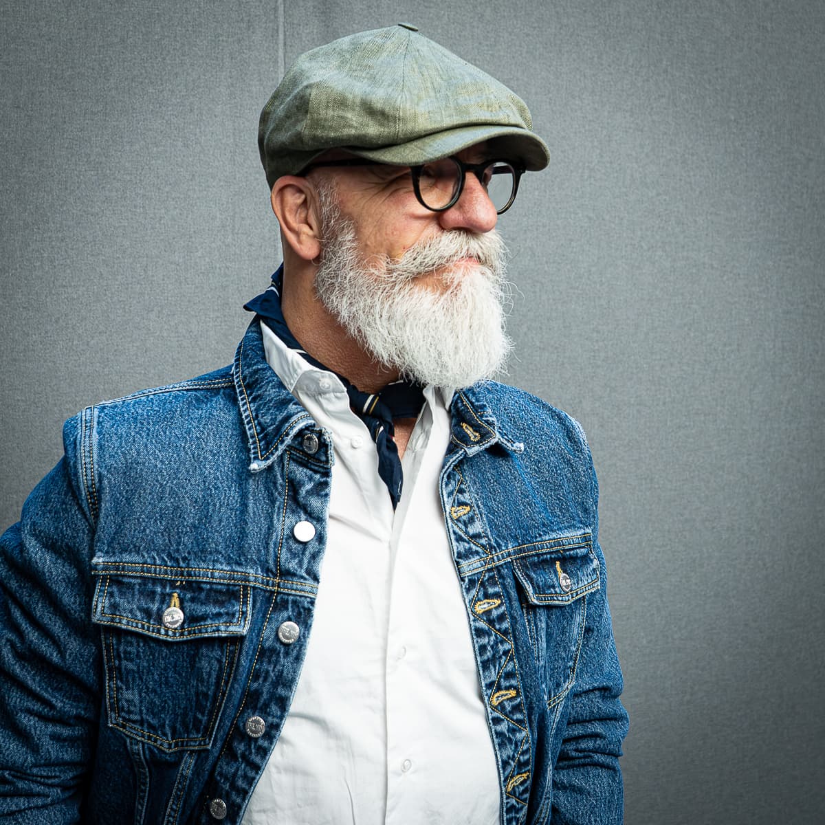 Newsboy Classic Cap Fischgrät Leinen Oliv