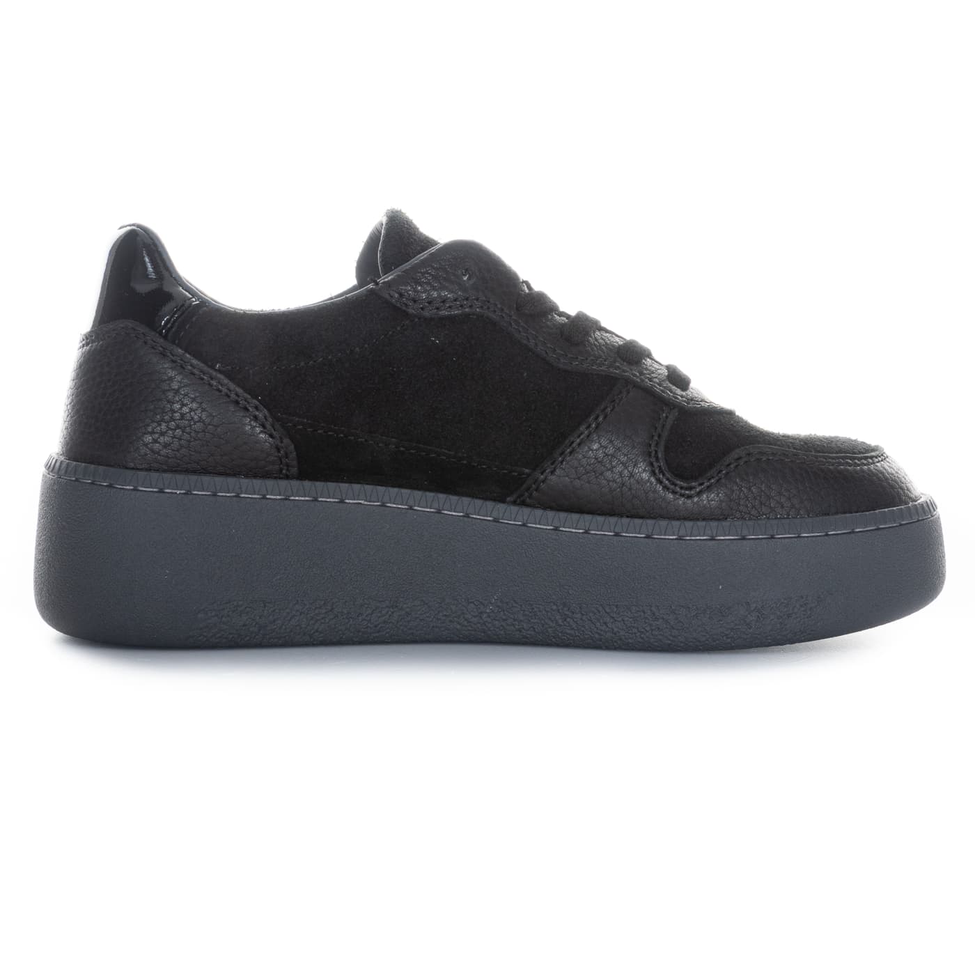Court Platform Sneaker Schwarz mit Glitzerdetail