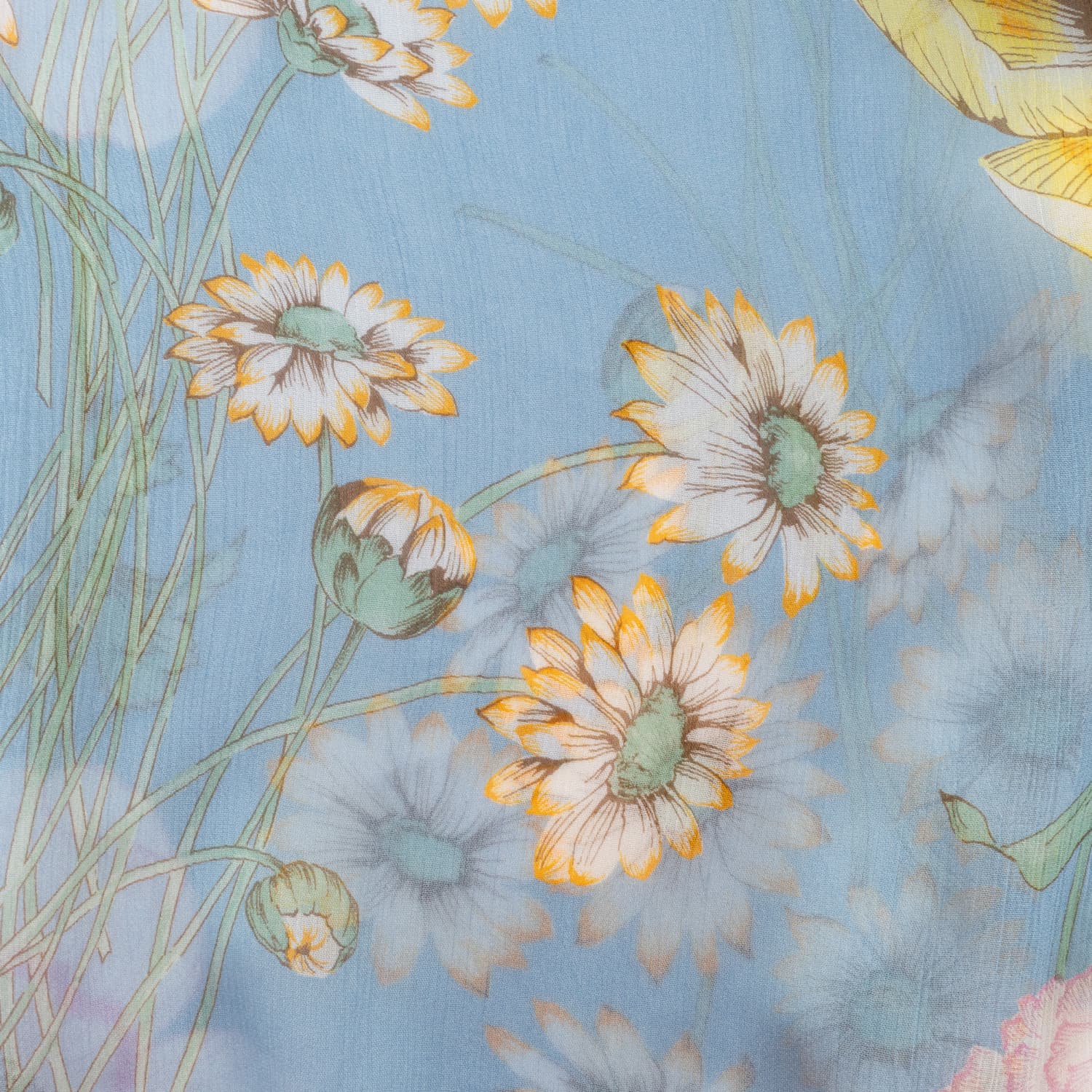 Florale Viskosebluse Hellblau