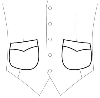 2 aufgesetzte Taschen mit Steppung