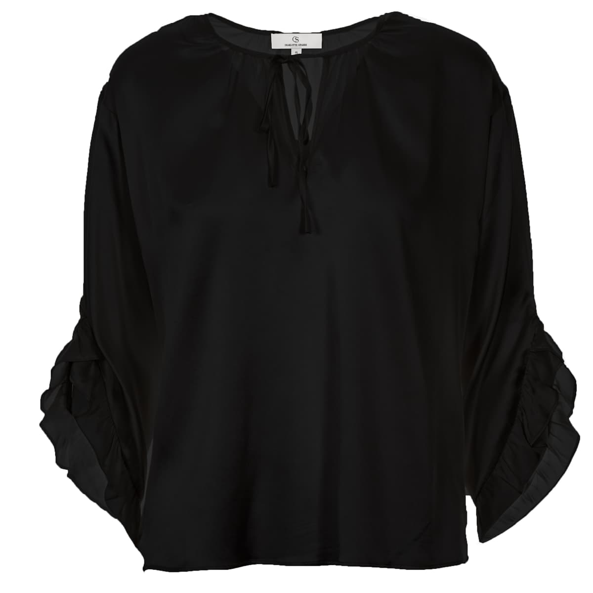 charlotte-sparre-frill-cuff-blouse-2903-solid-satin-black-1-von-1