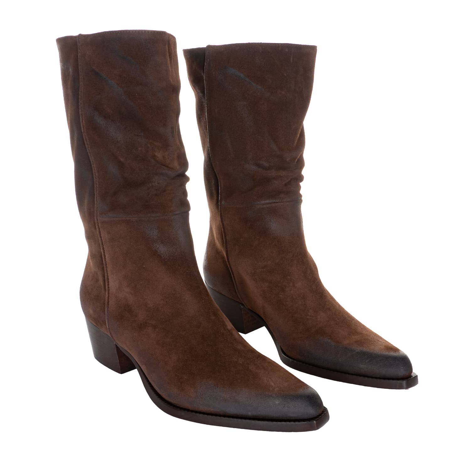 Veloursleder-Stiefel Braun