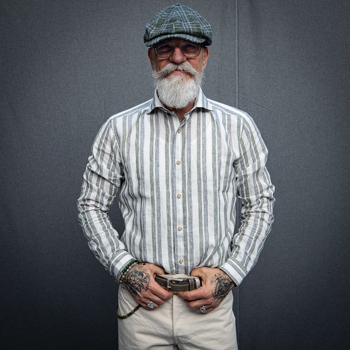 Multi Striped Leinenhemd Casual Fit