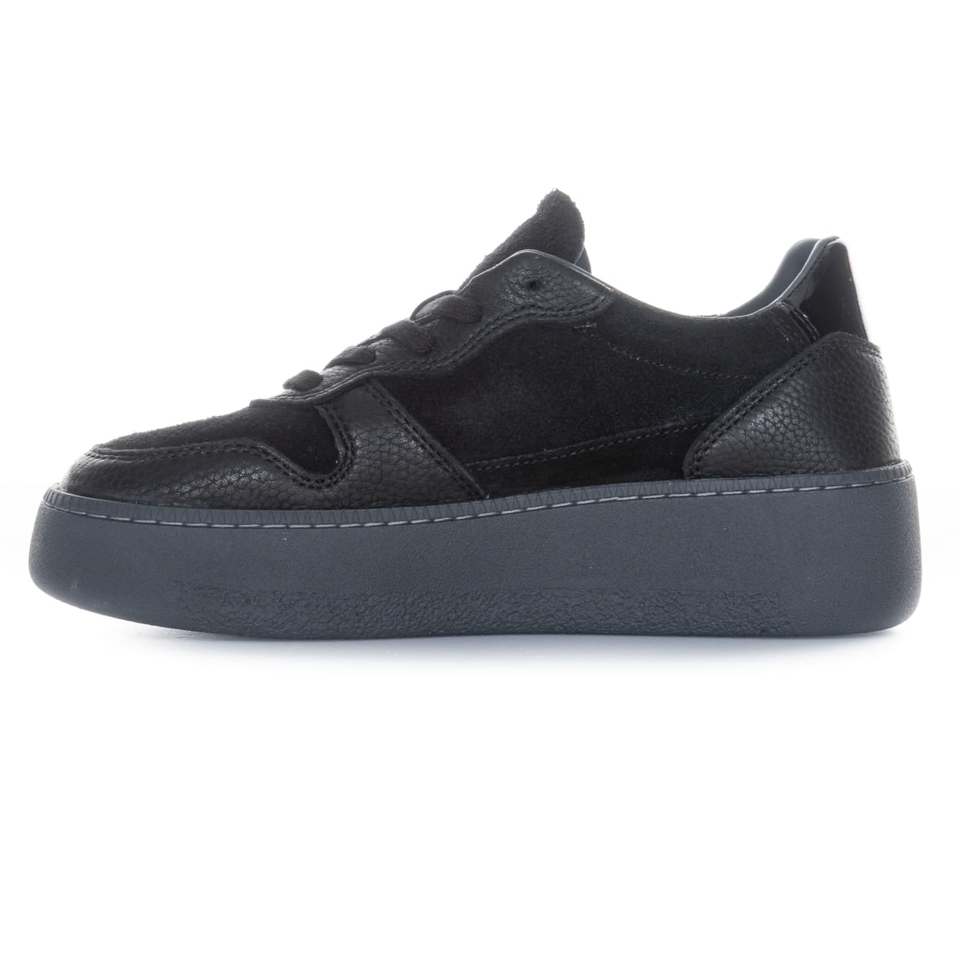 Court Platform Sneaker Schwarz mit Glitzerdetail