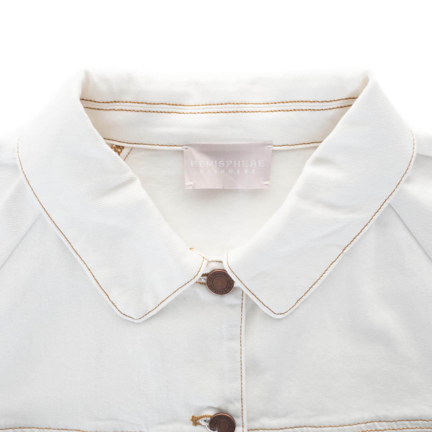 Weiße Twill-Jacke mit Kontrastnähten